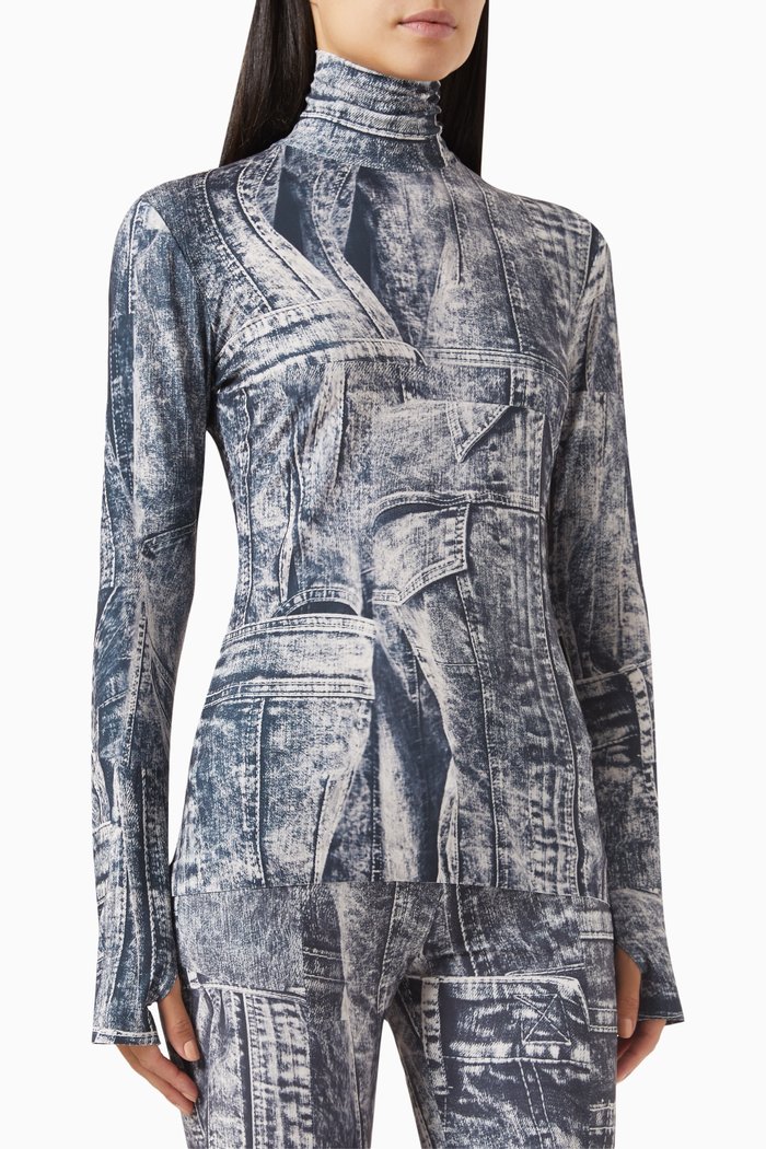 

Turtle Neck Top in Lycra, Grey