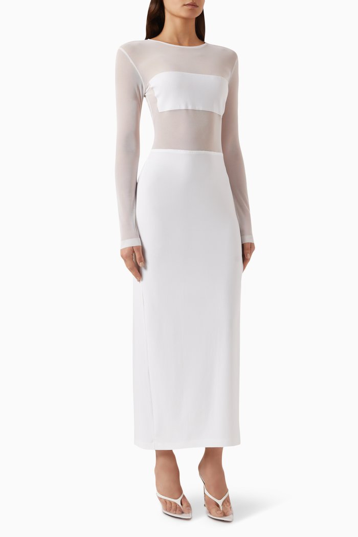 

Dash Dash Gown in Mesh, White
