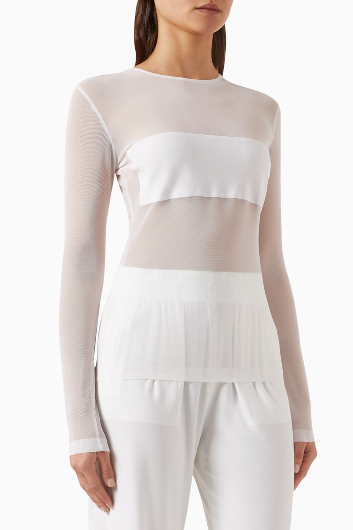 

Dash Applique Top in Mesh, White