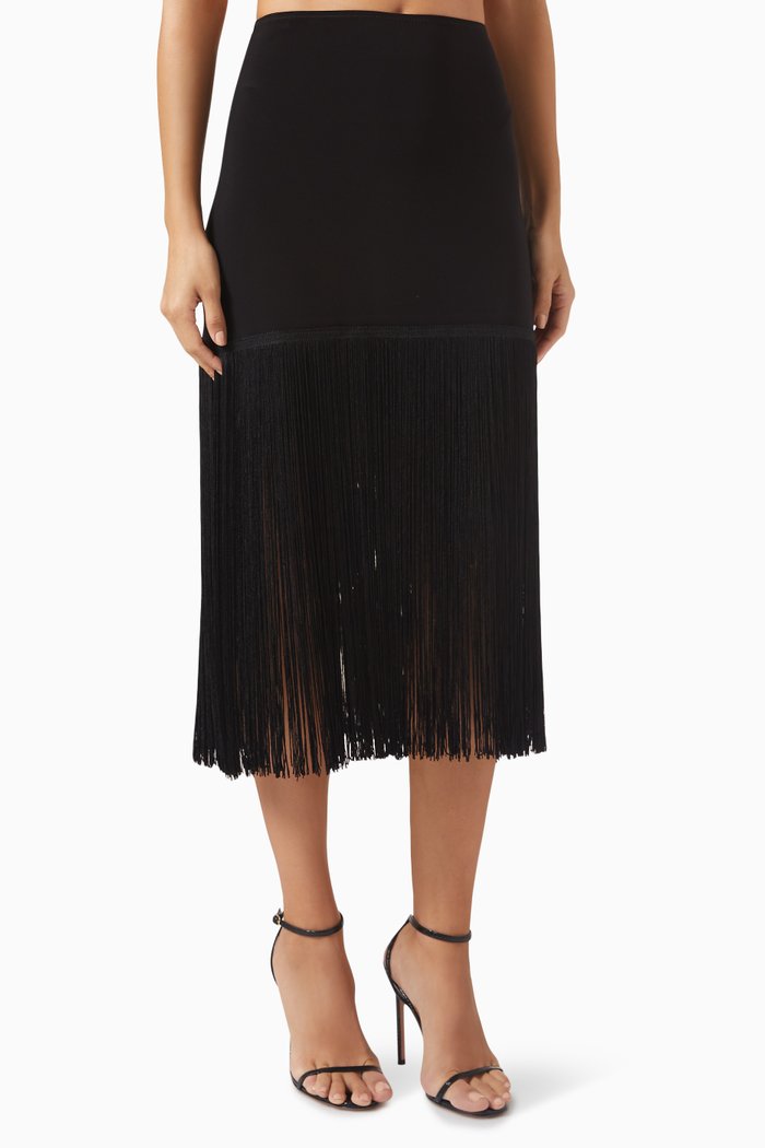 

18" Fringe Mini Skirt, Black