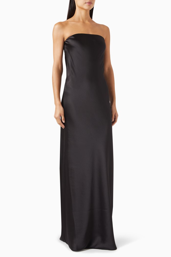 

Bias Strapless Gown in Satin, Black
