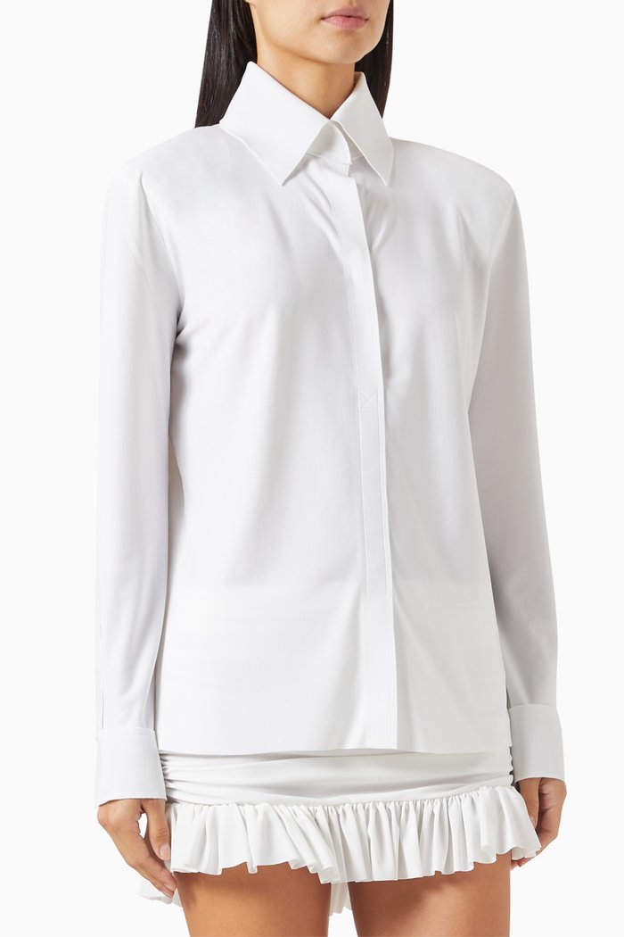 

Shoulder-pad Shirt in Bonded-knit, White