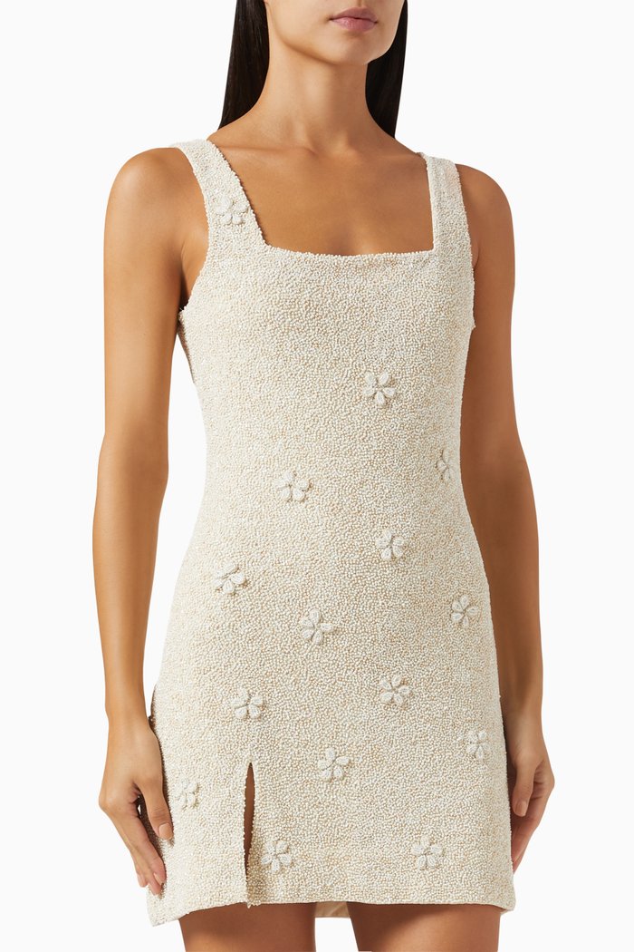 Le Sable Embellished Mini Dress, Neutral