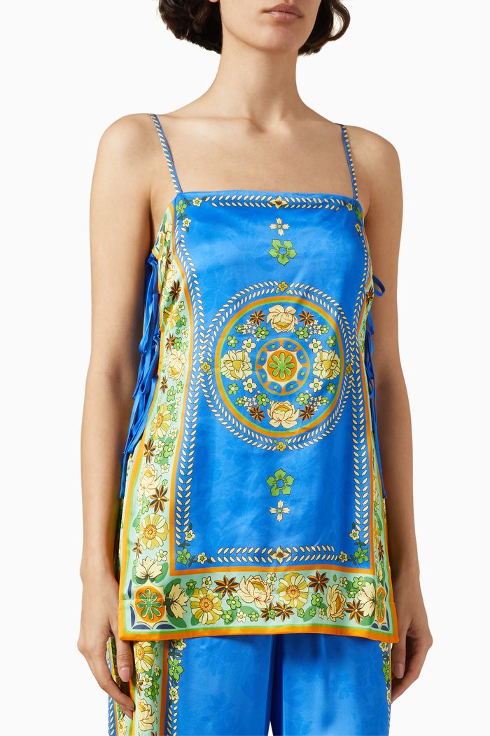 

Linda Printed Top in Viscose, Blue