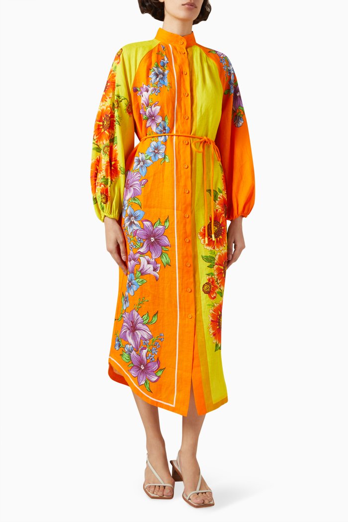 

Jude Shirt Dress in Linen, Orange
