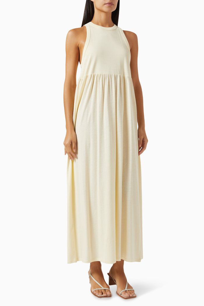 Sara Maxi Dress in Organic Cotton, Neutral