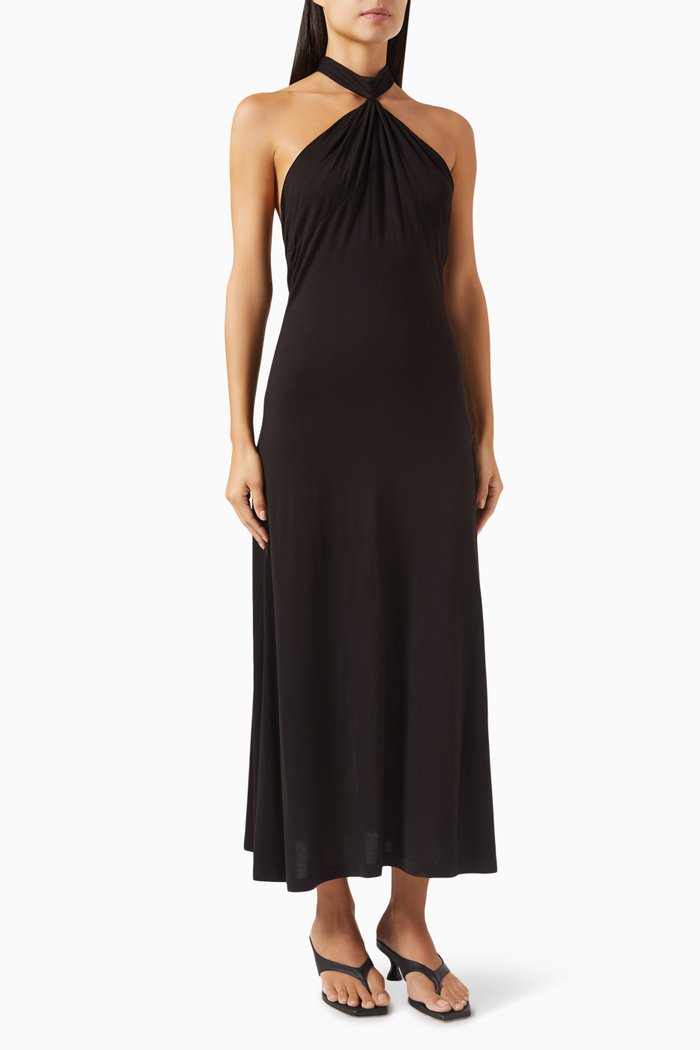 

Costa Halter Midi Dress in Micro-modal, Black