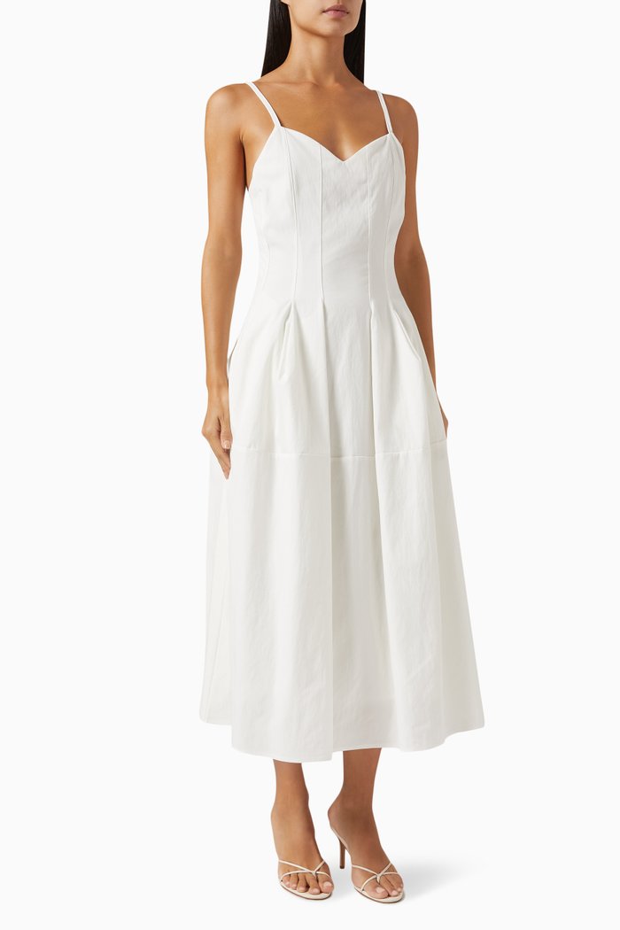 

Iris Midi Dress in Tencel™ Blend, White