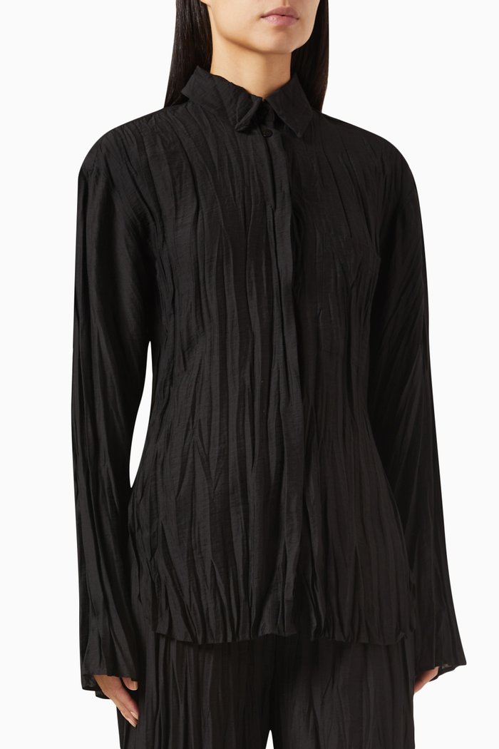 

Sem Shirt in Plissé, Black