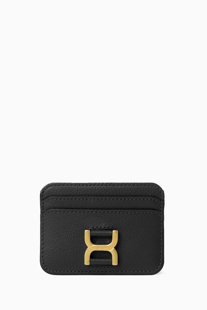 Marcie Card Holder in Leather, Black