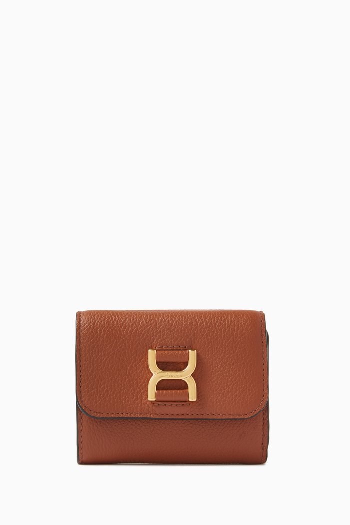 

Small Marcie Tri-fold Wallet in Leather, Brown