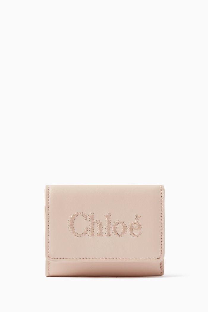 Mini Tri-fold Wallet in Calfskin Leather, Pink