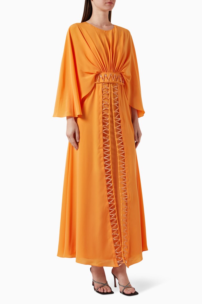 

Geometric Cut-out Dress in Crêpe, Orange