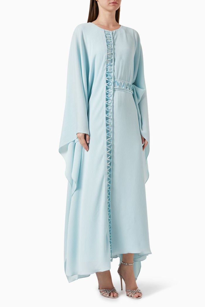 

Geometric Cut-out Kaftan in Crêpe, Blue