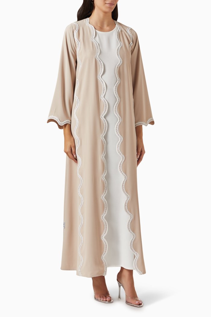 

Embellished Abaya Set, Neutral