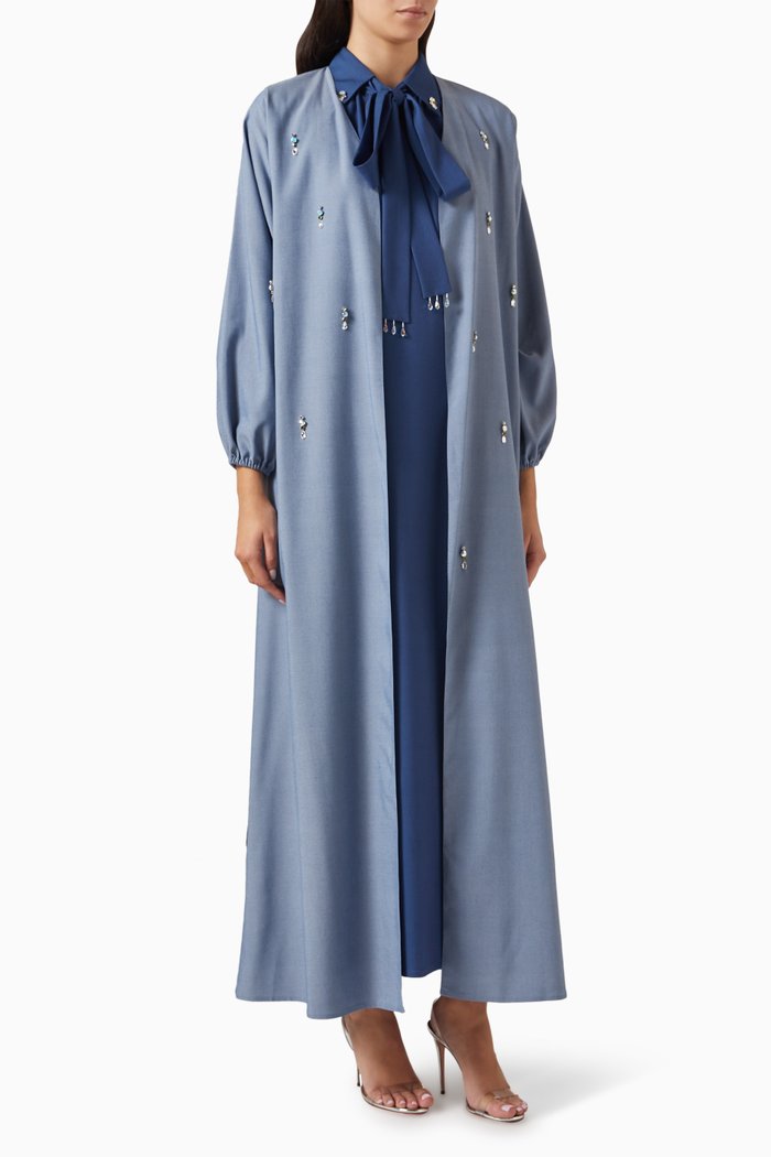 

Crystal-embellished Abaya Set, Blue