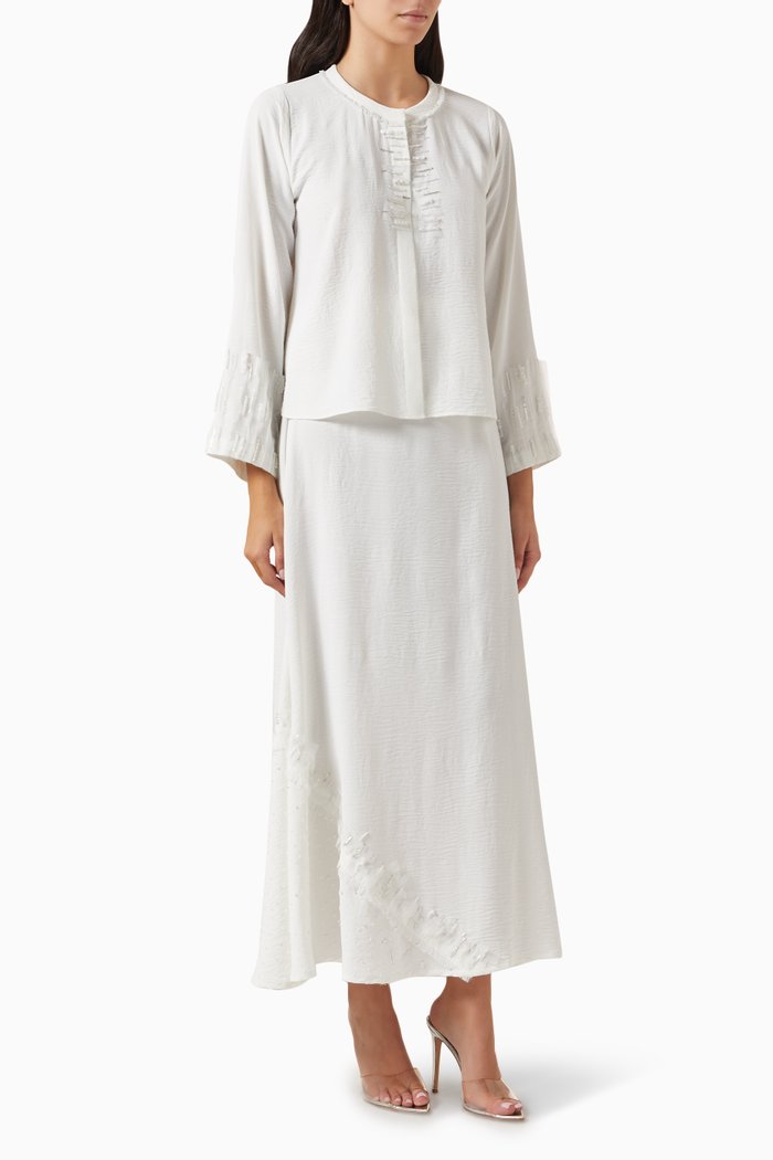 

Sequin-embellished Top & Skirt Set, Neutral