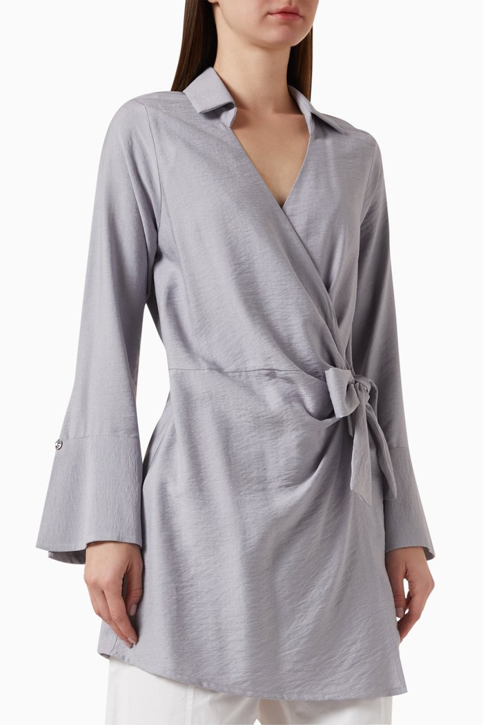 

Wrap Tie-up Top, Grey