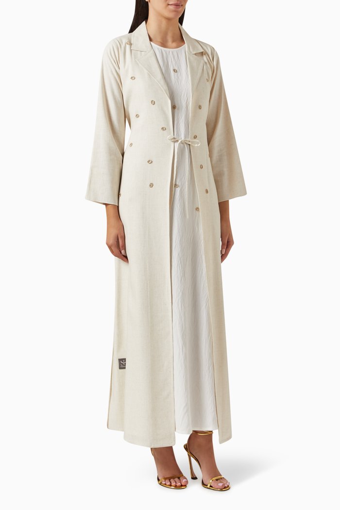 

Embroidered Abaya Set, Neutral