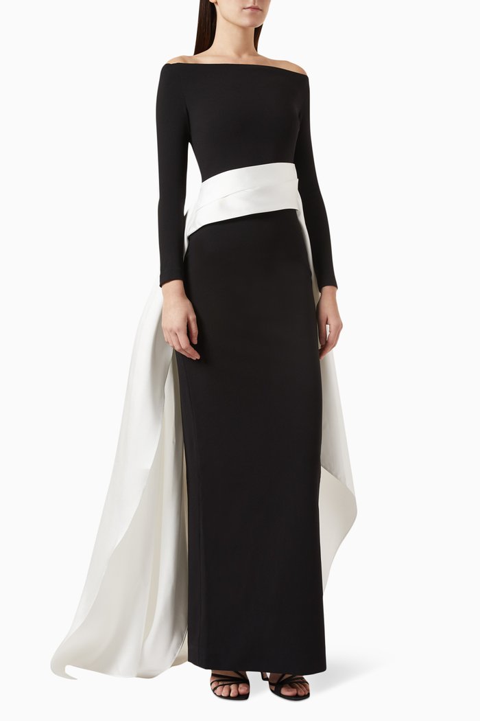 Irma Maxi Dress in Crepe, Black