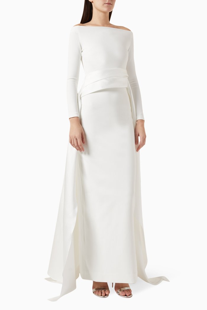 Irma Maxi Dress in Crepe, Neutral