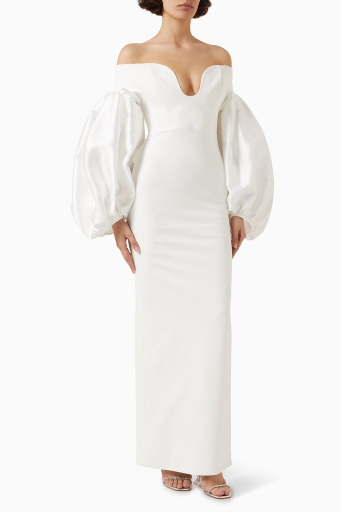 

Mora Maxi Dress in Crepe, Neutral