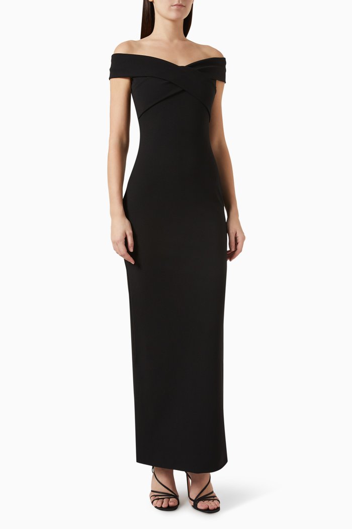 

Ines Maxi Dress in Crepe, Black