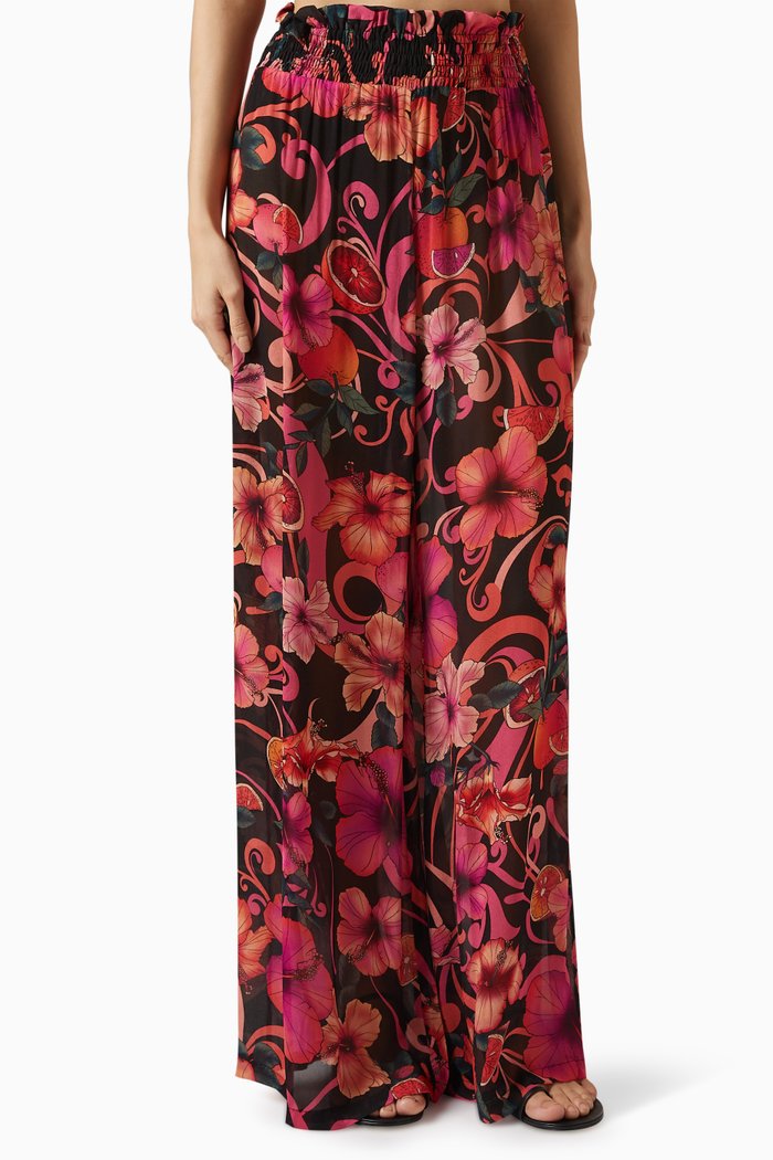 

Mission Shirred Wide-leg Pants in Viscose, Pink