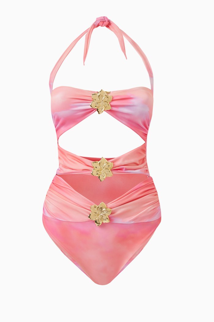 

Diamond Cut-out One-piece Swimsuit, Pink