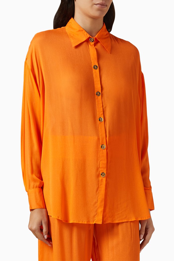 

Solace Button-up Shirt in Viscose, Orange