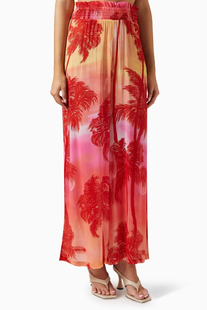 Mission Shirred Wide-leg Pants in Viscose, Multicolour