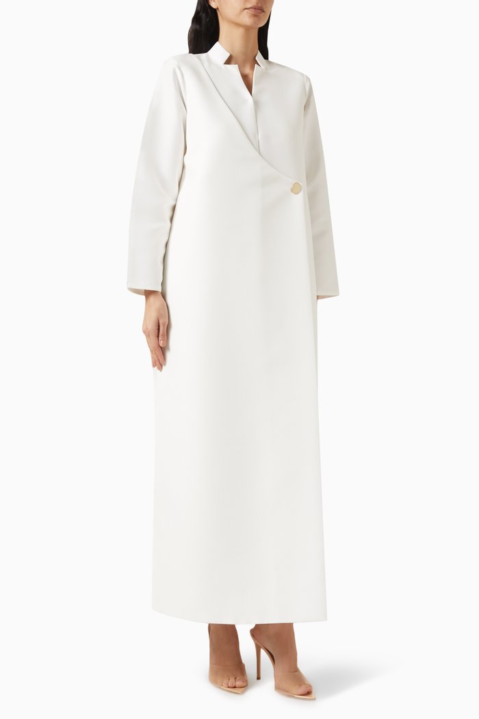 

Side-wrap Maxi Dress in Satin, White