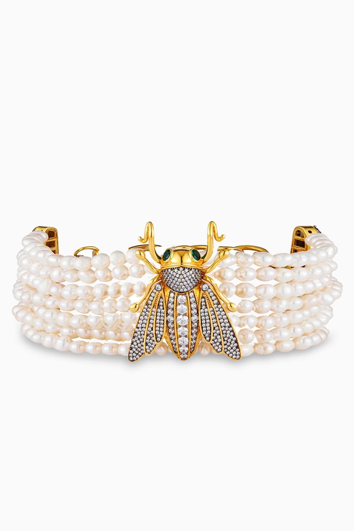 

Bee Romanov Pearl Choker in 24kt Gold-plated Bronze, Yellow