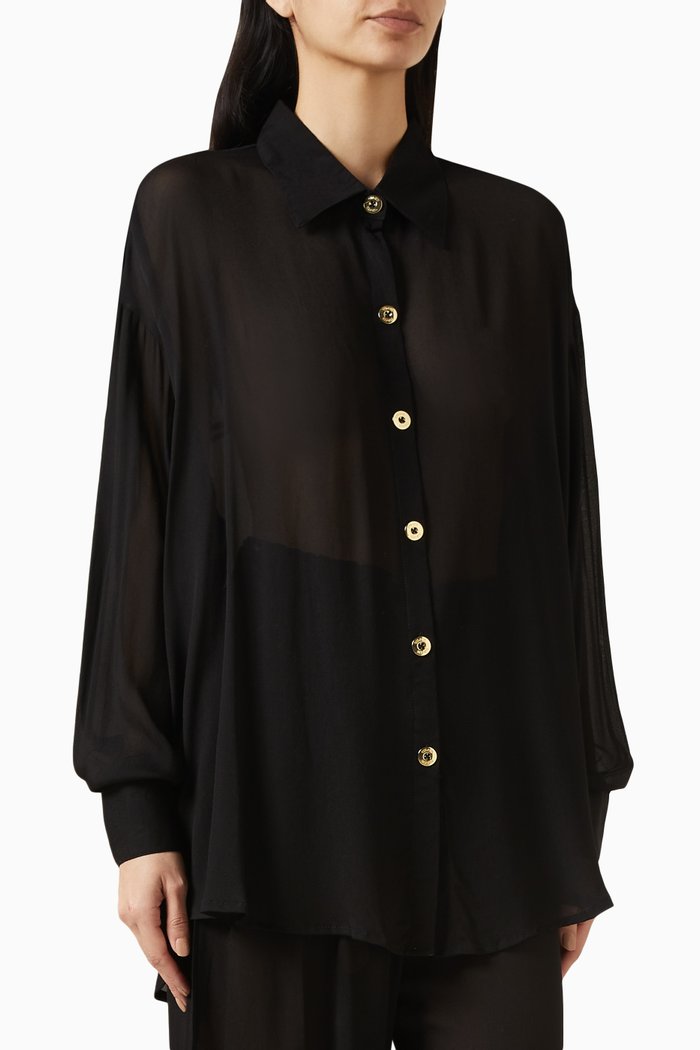 

Solace Button-up Shirt in Viscose, Black