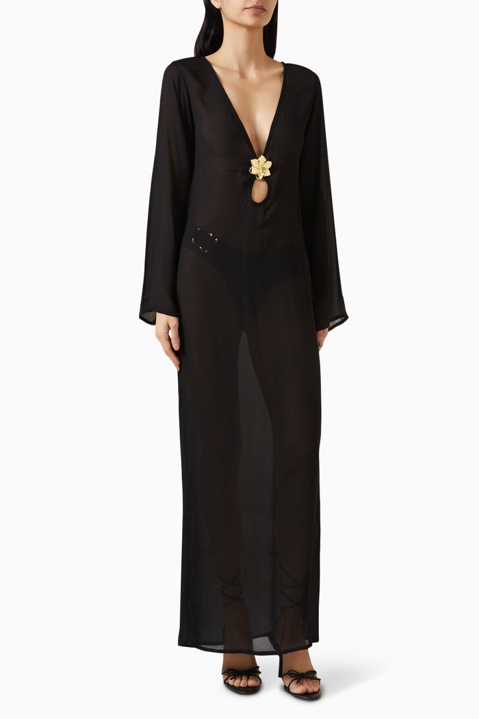 

Hotline Maxi Dress in Viscose, Black