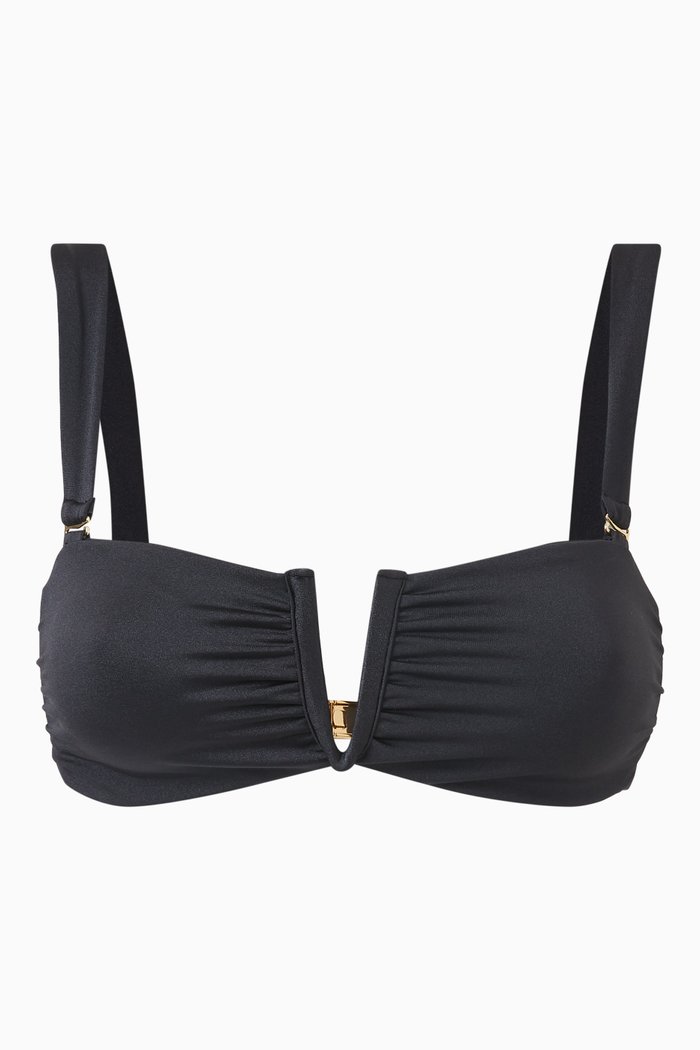 

Holiday Ruched Halter Bikini Top, Black