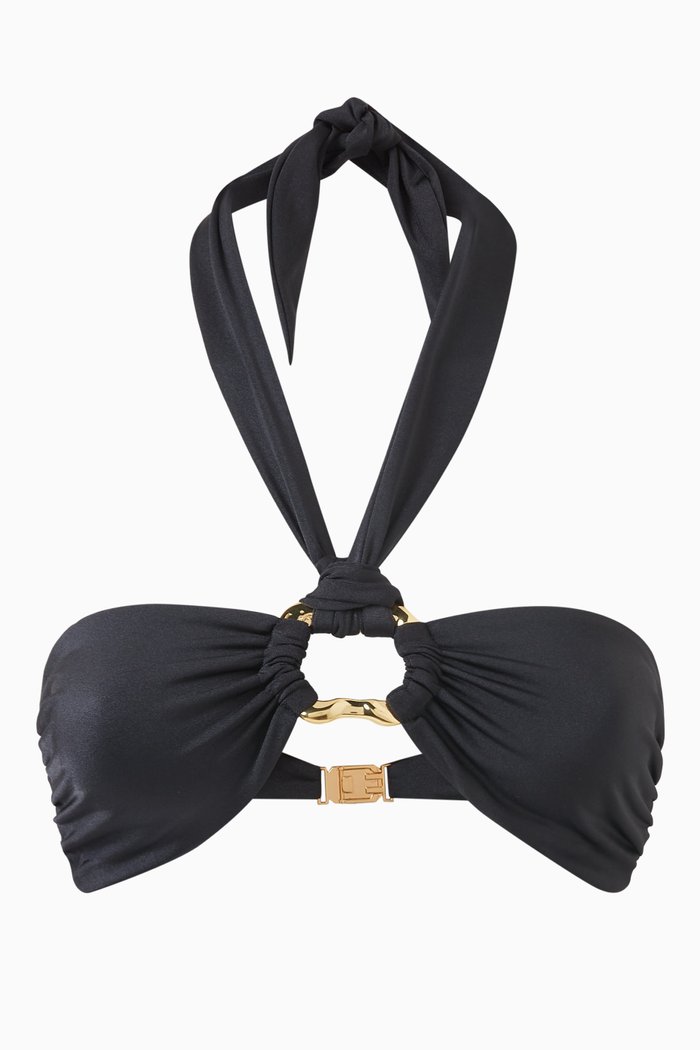 Locket Bandeau Bikini Top, Black