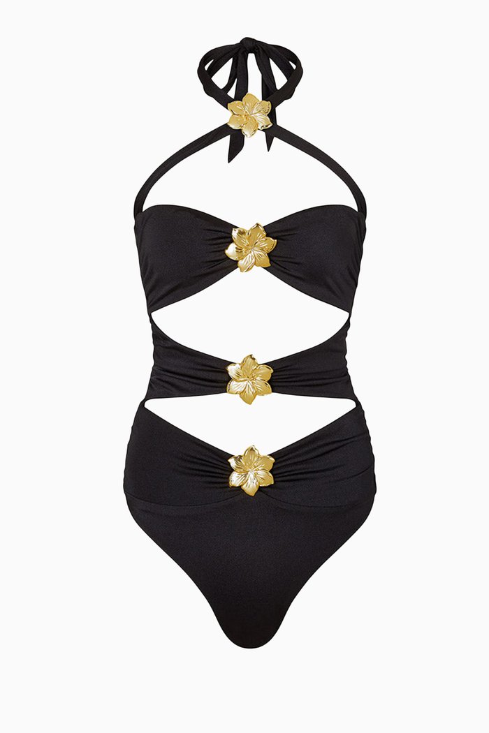 

Diamond Cut-out One-piece Swimsuit, Black