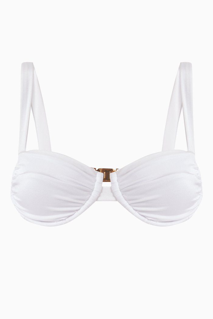 

Ariel Ruched Bikini Top, Neutral
