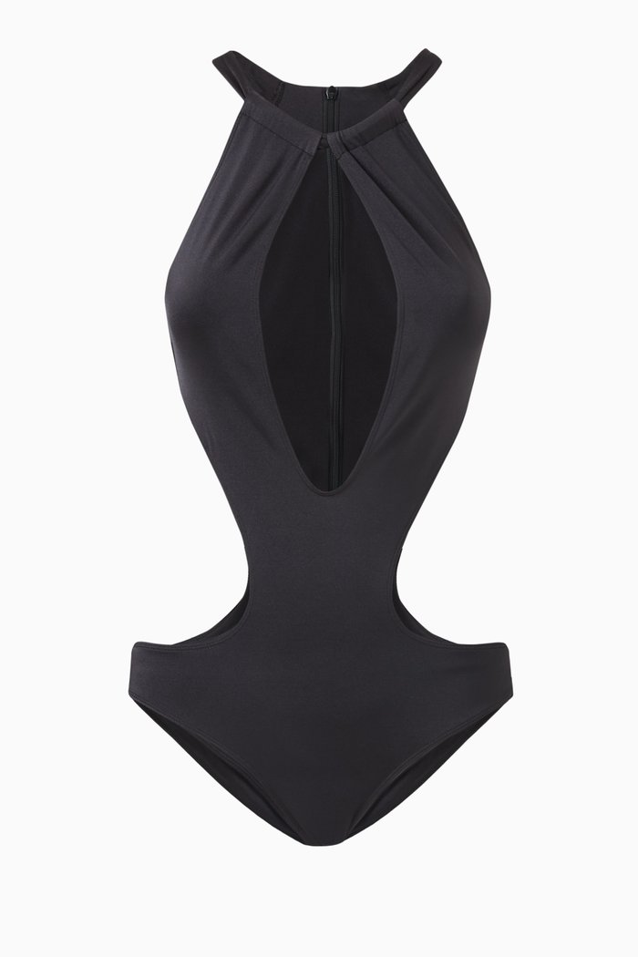 

x Herve Leger Cut-out One-piece Swimsuit, Black