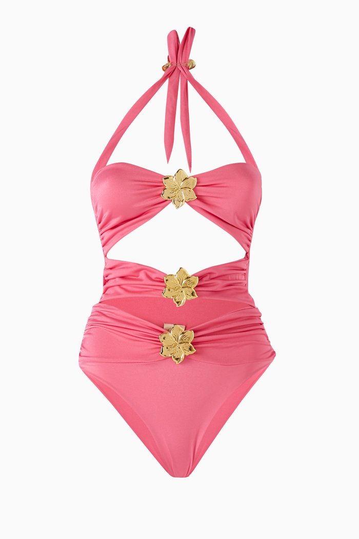 

Diamond Cut-out One-piece Swimsuit, Pink