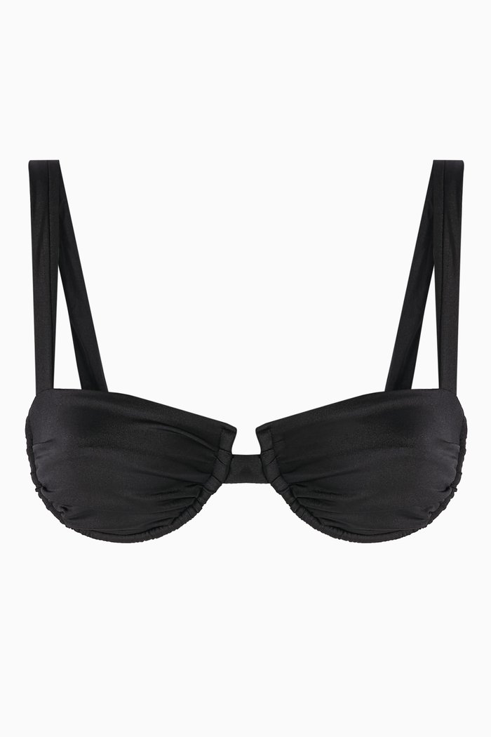 

Ariel Ruched Bikini Top, Black