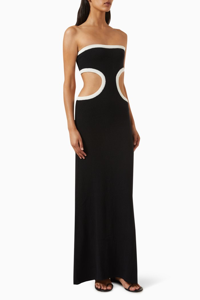 

Empire Cut-out Dress in Cotton-knit, Black