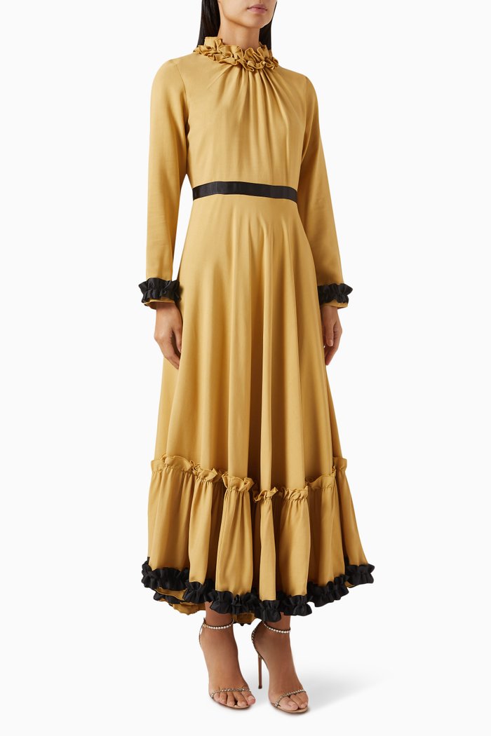 

Ruffle Detail Midi Dress, Green