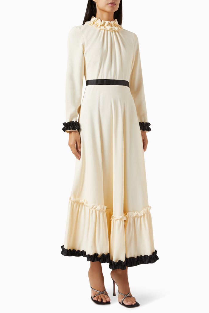 

Ruffle Detail Midi Dress, White