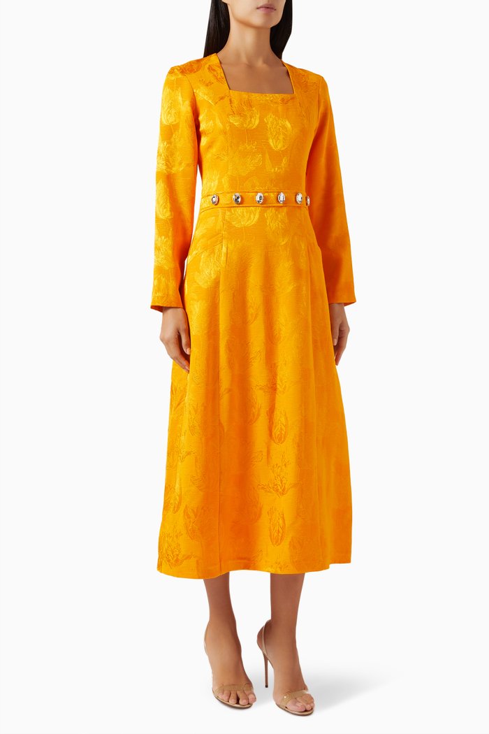 

Gem-embellished Midi Dress, Orange