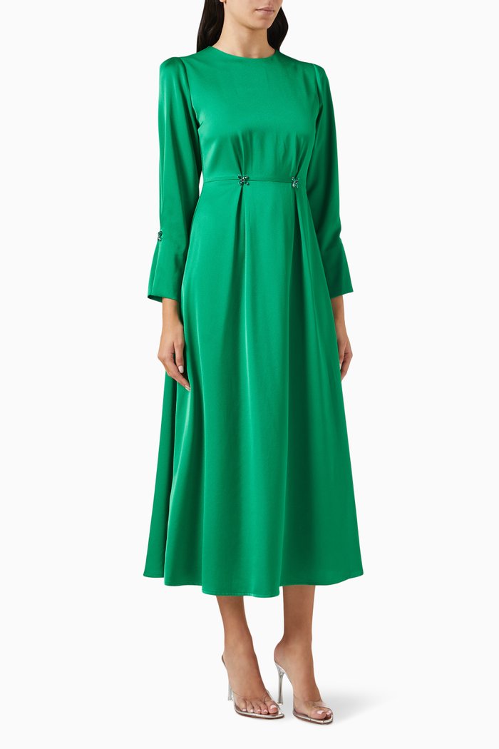 

Gem-embellished Midi Dress in Polyester, Green