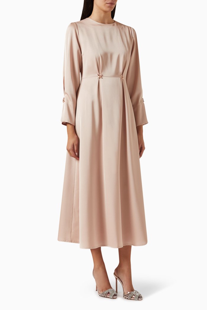 

Gem-embellished Maxi Dress in Polyester, Pink