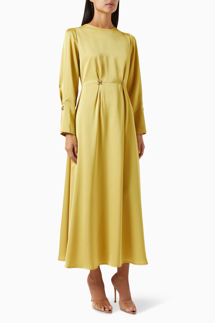 

Gem-embellished Maxi Dress in Polyester, Yellow