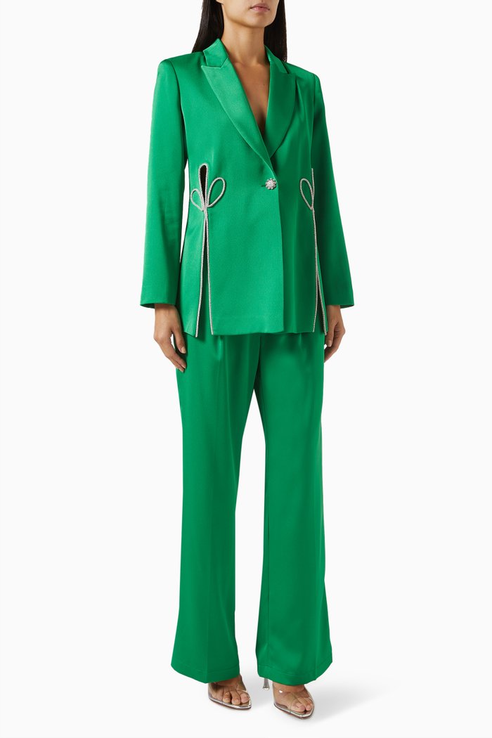 

Cut-out Blazer Top & Pants Set, Green